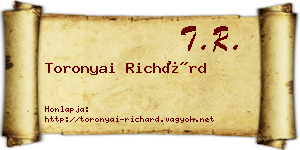 Toronyai Richárd névjegykártya