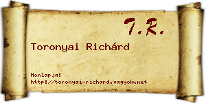 Toronyai Richárd névjegykártya