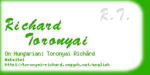 richard toronyai business card